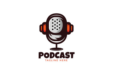 Podcast Logo Design Vector Template