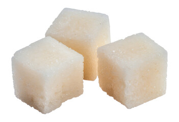 Three cubes of sugar are sitting, cut out - stock png.