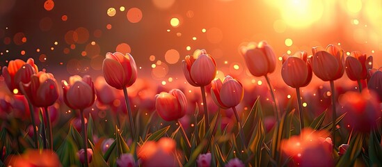 D Clay Sunset Transforms Field of Tulips into a captivating