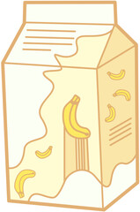banana milk cute box pastel vector