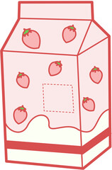 strawberry milk cute box pastel vector