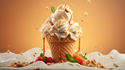 Classic Ice Cream Poster template 3d