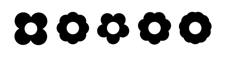 vector flower shapes  black transparent background