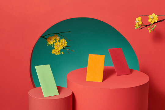 Minimal abstract cosmetic background. Lunar new year style