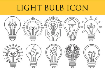 Light Bulb line icon vector, Energy and thinking symbol. Idea sign, solution, thinking concept. Lighting Electric lamp. Electricity, shine. Trendy Flat style for graphic design, Web site, UI. EPS