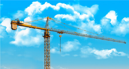 New crane on the blue sky background