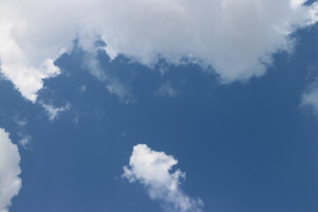 blue sky background with tiny clouds.
