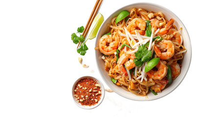 Pad Thai isolated on transparent white background