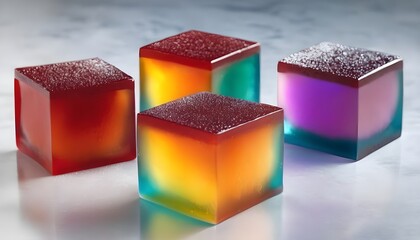 Iridescent delicious Jello dessert cube. The most d
