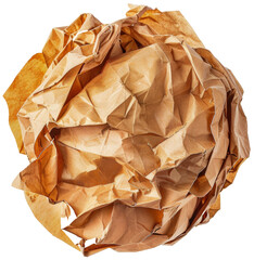 A crumpled piece of paper with a gold color, cut out - stock png.
