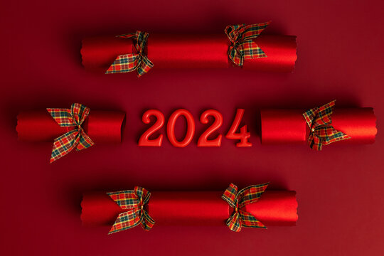 Candles shaped like the digits 2024