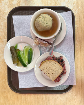 Pastrami Sandwich And Matzo Ball Soup