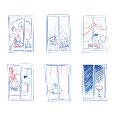 Christmas Pattern with Windows