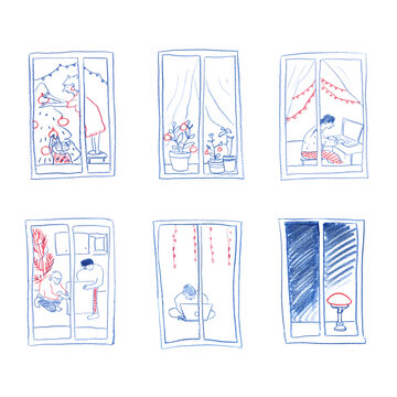 Christmas Pattern with Windows