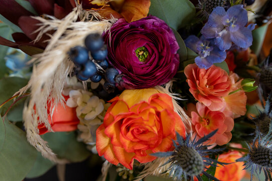 Colorful Floral arrangements at a wedding