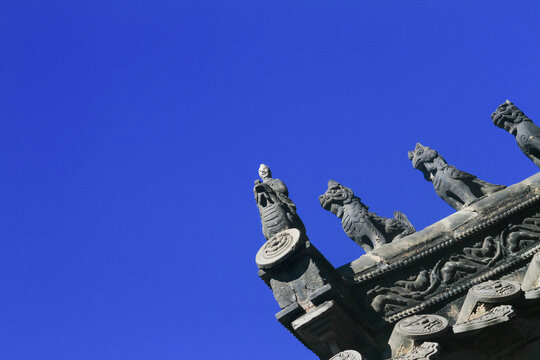 A roof decoration on a Chinese tower temple architecture