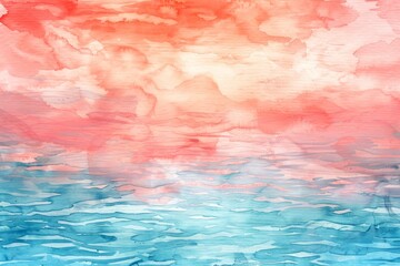 abstract sunset over the ocean blue orange watercolor background paint texture design. liquid water sky summer concept fluid organic shape.