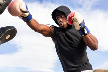 
two friends training in the desert