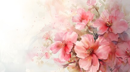 pink watercolor style flowers illustration