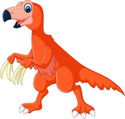 Cartoon therizinosaurus on white background