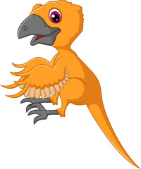 Cartoon scansoriopteryx on white background