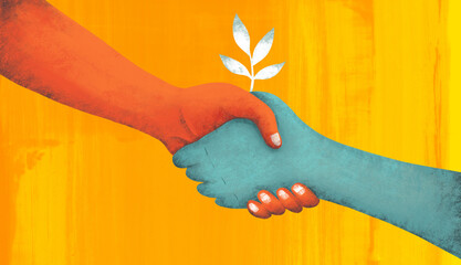 Handshake: concept of successful cooperation in business