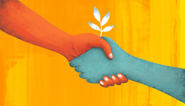 Handshake: concept of successful cooperation in business