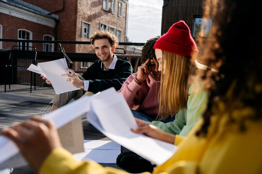 Students studying outdoors