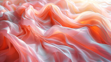 Fototapeta premium Light pale coral abstract elegant luxury background. Peach pink shade. Color gradient. Blurred lines, stripes. Drapery. Template. Empty. Mother's day. Baby, child Birthday, Valentine. Vintage.