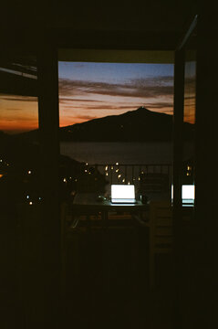Work space on the balcony with sea view 
