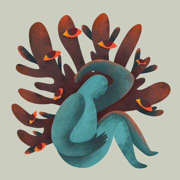 Mental Disorder concept: Paranoia or Anxiety disorder