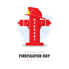 International Fire fighter Day poster with hydrant pillar and helmet