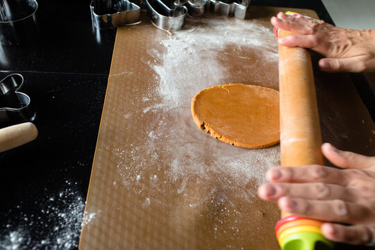 Rolling out the gingerbread dough