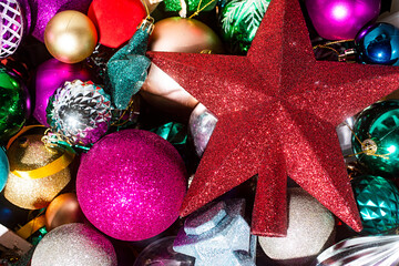 Bright colored Christmas decorations