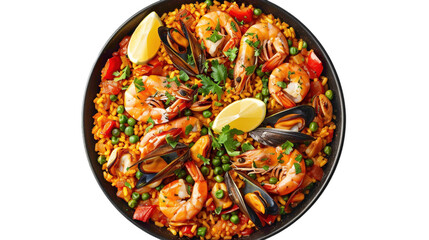 Paella isolated on transparent white background