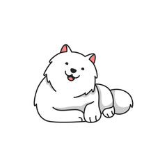 Cute Samoyed dog cartoon illustration 
