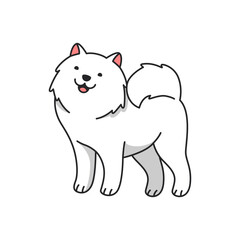 Cute Samoyed dog cartoon illustration 