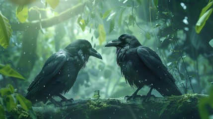Obraz premium Group Of Ravens In Jungle