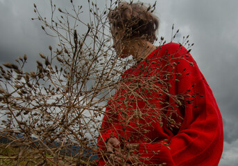 Moving in red in the grey sky