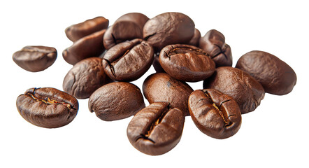 A pile of coffee beans with the beans spread out, cut out - stock png.