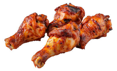 Three pieces of chicken are sitting, cut out - stock png.