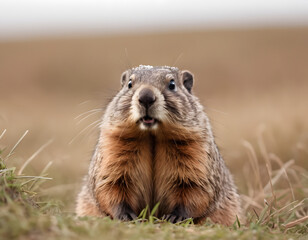 The groundhog, commonly referred to as a woodchuck, is a member of the Sciuridae family, closely related to the marmots, a group of sizable ground squirrels. It typically inhabits lowland areas.