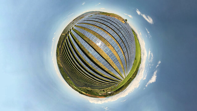 Tiny planet of renewable energy - sustainable solar - VR360 sphere