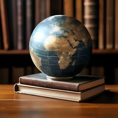 earth globe on the books, world book day concept