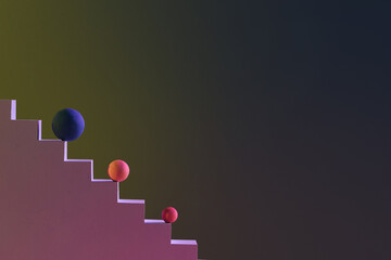 Color stairs podium with geometric shape elements