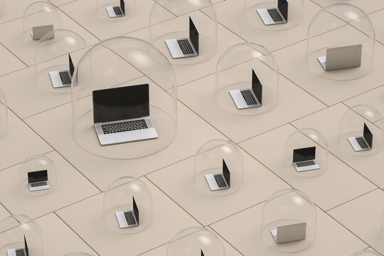 Laptop protection system. Technology concept