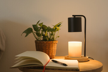 Candle Warmer Lamp in Cozy Modern Living Room