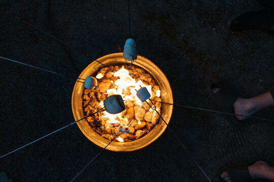 Marshmallows over the fire.