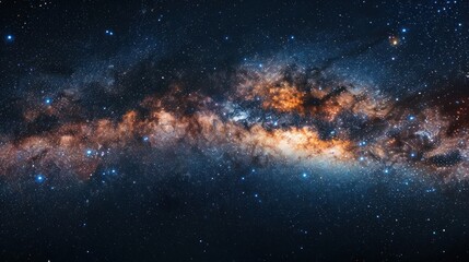 Fototapeta premium Stars and galaxy in outer space, sky, universe, black starry background, and starfield.