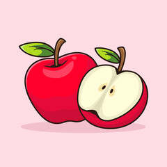Two pairs of apples fruit vector illustration